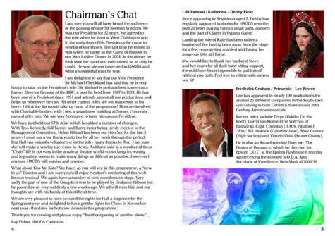 Chairmans's Chat and Principal Biographies Part 1